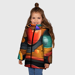 Куртка зимняя для девочки Геометрия фигур, цвет: 3D-светло-серый — фото 2