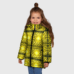 Куртка зимняя для девочки Ярко-желтые точки, цвет: 3D-черный — фото 2