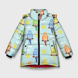 Куртка зимняя для девочки Попугайчики, цвет: 3D-красный