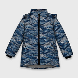 Куртка зимняя для девочки Темные волны, цвет: 3D-светло-серый