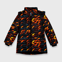 Куртка зимняя для девочки Black orange texture, цвет: 3D-черный