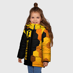 Куртка зимняя для девочки Fortnite - gold gradient: по-вертикали, цвет: 3D-черный — фото 2