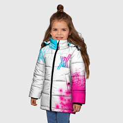 Куртка зимняя для девочки Darling in the FranXX neon gradient style: надпись, цвет: 3D-черный — фото 2