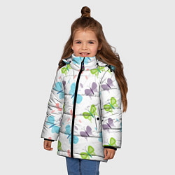 Куртка зимняя для девочки Милые бабочки, цвет: 3D-светло-серый — фото 2