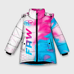 Куртка зимняя для девочки FAW neon gradient style: по-вертикали, цвет: 3D-черный