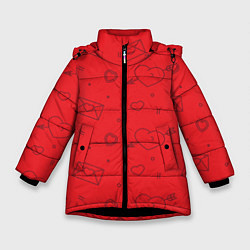 Куртка зимняя для девочки Любовные письма, цвет: 3D-черный