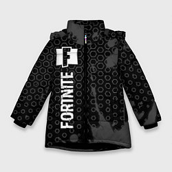Куртка зимняя для девочки Fortnite glitch на темном фоне: по-вертикали, цвет: 3D-черный