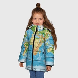 Куртка зимняя для девочки Атлас мира, цвет: 3D-черный — фото 2
