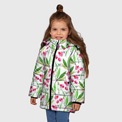 Куртка зимняя для девочки Tender flowers, цвет: 3D-черный — фото 2