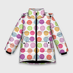 Куртка зимняя для девочки Цветные кружочки, цвет: 3D-черный