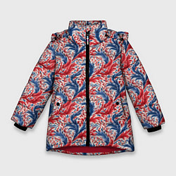 Зимняя куртка для девочки Русские белые синие красные узоры
