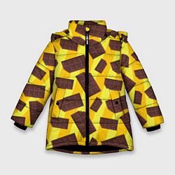 Куртка зимняя для девочки Шоколадки, цвет: 3D-черный