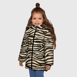 Куртка зимняя для девочки Шкура зебры и белого тигра, цвет: 3D-черный — фото 2
