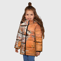 Куртка зимняя для девочки Кирпичная стена под штукатуркой, цвет: 3D-черный — фото 2