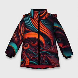 Куртка зимняя для девочки Витиеватые узоры, цвет: 3D-красный