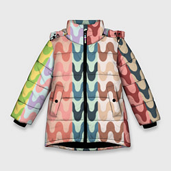 Куртка зимняя для девочки Волночки, цвет: 3D-черный
