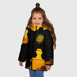 Куртка зимняя для девочки Chrysler - gold gradient: надпись, символ, цвет: 3D-черный — фото 2