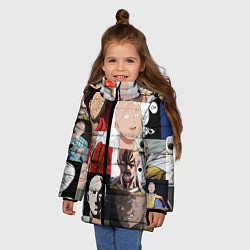 Куртка зимняя для девочки Saitama - many faces, цвет: 3D-черный — фото 2