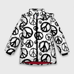 Зимняя куртка для девочки Many peace logo