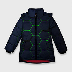 Куртка зимняя для девочки Honeycombs green, цвет: 3D-красный