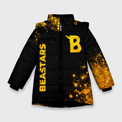 Куртка зимняя для девочки Beastars - gold gradient: надпись, символ, цвет: 3D-черный