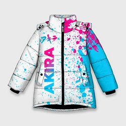 Куртка зимняя для девочки Akira neon gradient style: по-вертикали, цвет: 3D-черный