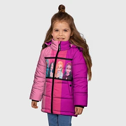 Куртка зимняя для девочки Группа Black pink на фоне оттенков розового, цвет: 3D-черный — фото 2