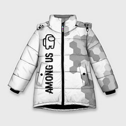 Куртка зимняя для девочки Among Us glitch на светлом фоне: по-вертикали, цвет: 3D-черный
