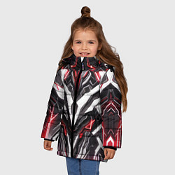 Куртка зимняя для девочки Неоновая кибер броня красная, цвет: 3D-светло-серый — фото 2