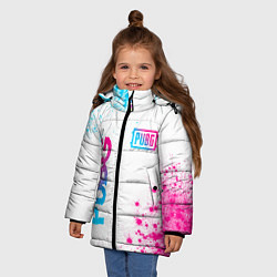 Куртка зимняя для девочки PUBG neon gradient style: надпись, символ, цвет: 3D-черный — фото 2