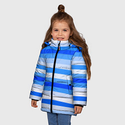Куртка зимняя для девочки Полосатый голубой, цвет: 3D-светло-серый — фото 2
