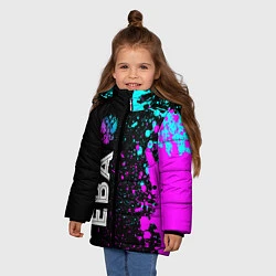 Куртка зимняя для девочки Ева и неоновый герб России: по-вертикали, цвет: 3D-черный — фото 2