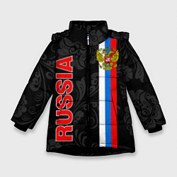 Куртка зимняя для девочки Russia black style, цвет: 3D-черный