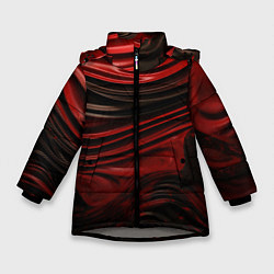 Куртка зимняя для девочки Кожаная красная и черная текстура, цвет: 3D-светло-серый