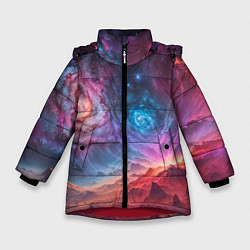 Куртка зимняя для девочки На задворках вселенной, цвет: 3D-красный