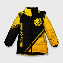 Куртка зимняя для девочки Gears of War - gold gradient: надпись, символ, цвет: 3D-черный