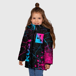 Куртка зимняя для девочки Rust - neon gradient: надпись, символ, цвет: 3D-черный — фото 2