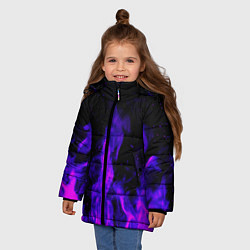 Куртка зимняя для девочки Неоновый огонь на черном фоне, цвет: 3D-светло-серый — фото 2