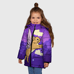 Куртка зимняя для девочки Лунный кролик с крыльями, цвет: 3D-черный — фото 2