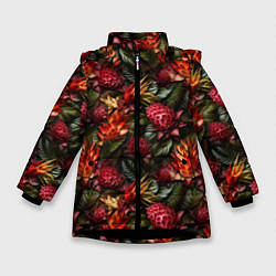 Зимняя куртка для девочки Тропические цветы