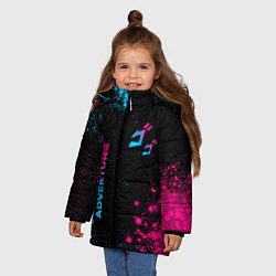Куртка зимняя для девочки JoJo Bizarre Adventure - neon gradient: надпись, с, цвет: 3D-черный — фото 2