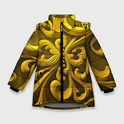 Куртка зимняя для девочки Желтый объемный узор, цвет: 3D-светло-серый