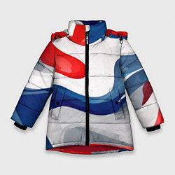Куртка зимняя для девочки Абстракция в цветах флага России, цвет: 3D-красный