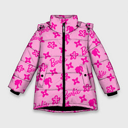 Куртка зимняя для девочки Барби паттерн розовый, цвет: 3D-черный