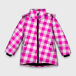 Зимняя куртка для девочки Розовая клетка Барби