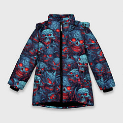 Куртка зимняя для девочки Monster skulls pattern, цвет: 3D-черный