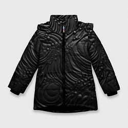 Зимняя куртка для девочки Черная текстура из кожи