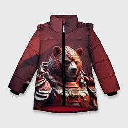 Куртка зимняя для девочки Бронированный медведь, цвет: 3D-красный