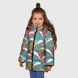 Куртка зимняя для девочки Декоративные волны, цвет: 3D-светло-серый — фото 2