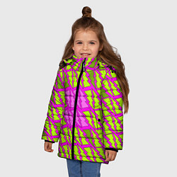 Куртка зимняя для девочки Ретро молнии розово-жёлтые, цвет: 3D-красный — фото 2
